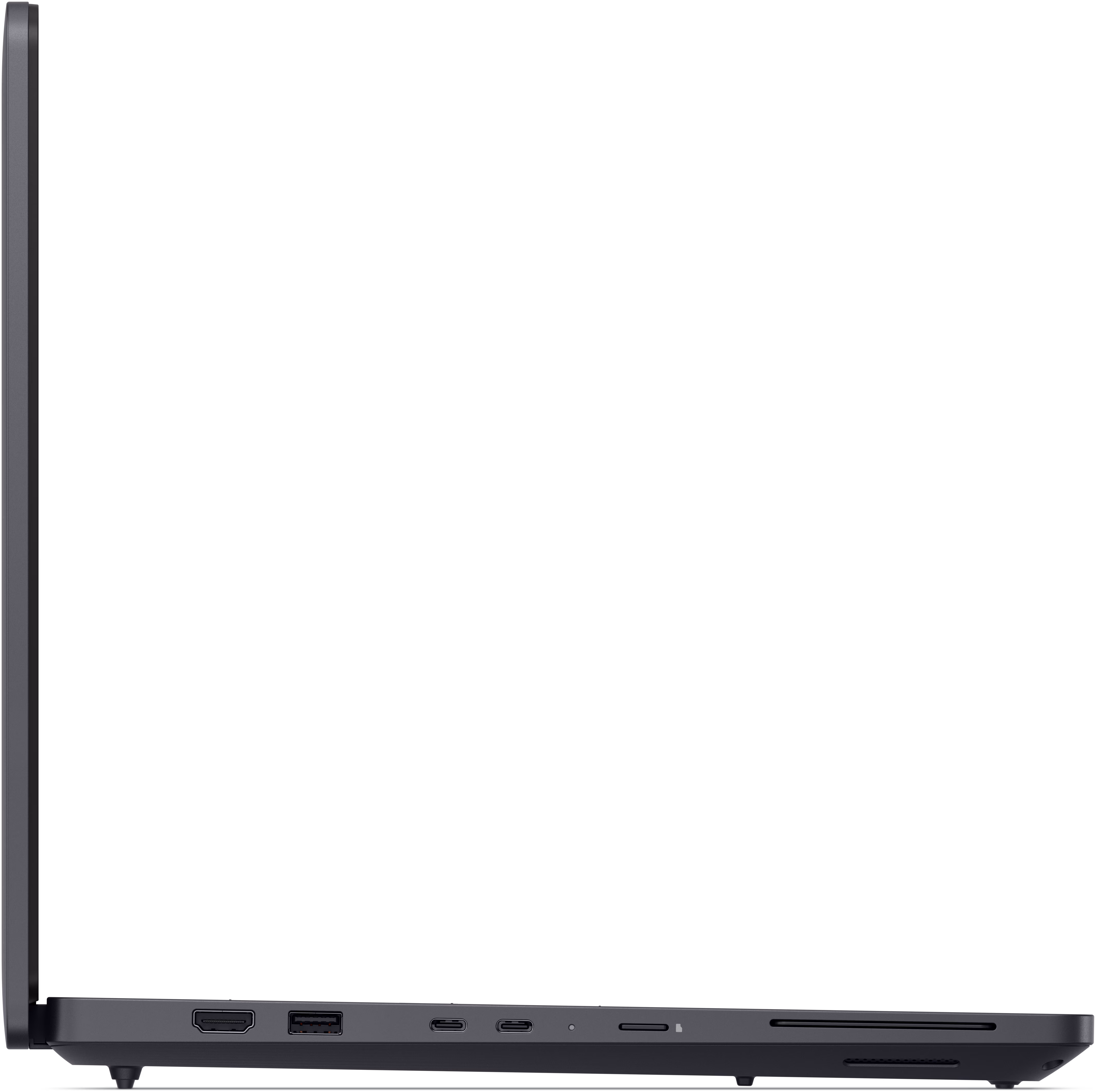 Dell Pro Max 16 Laptop — zadná strana s napájacím konektorom a Thunderbolt portami