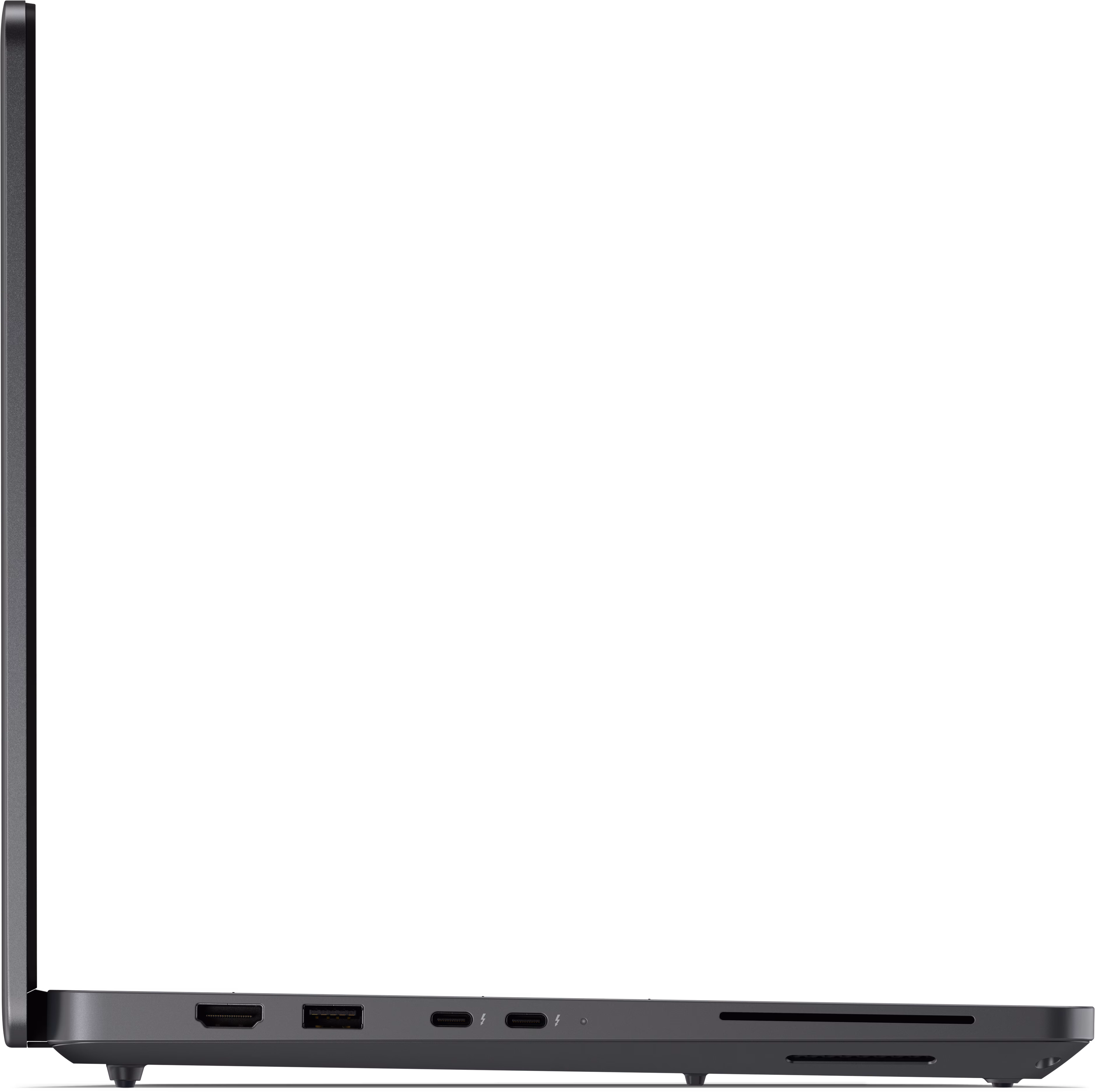 Dell Pro Precision 5 Series 14 Laptop — zadná strana s napájacím konektorom a Thunderbolt portami