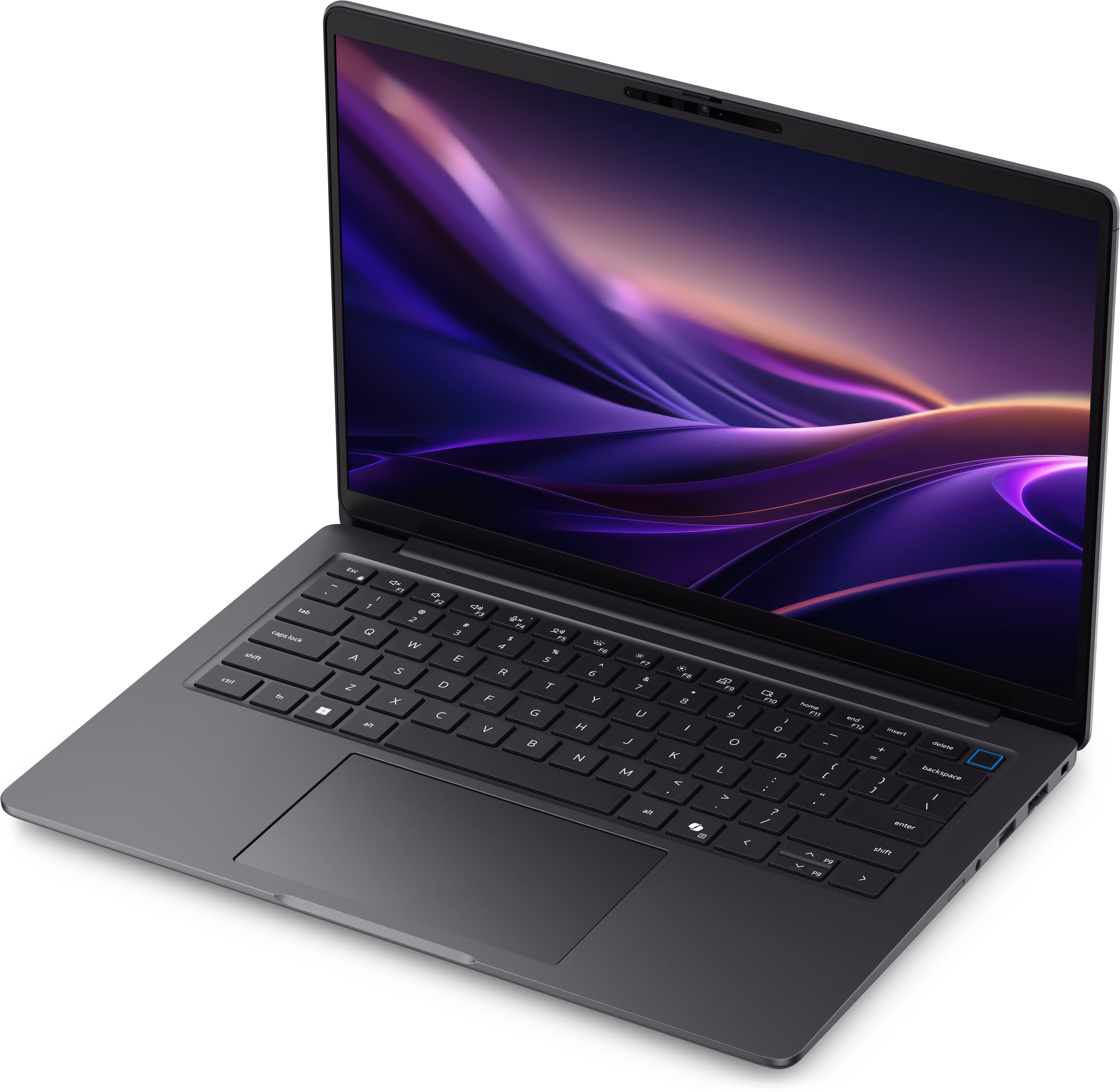 Dell Pro Precision 5 Series 14S Laptop — pohľad zhora na prémiové šasi a veko displeja