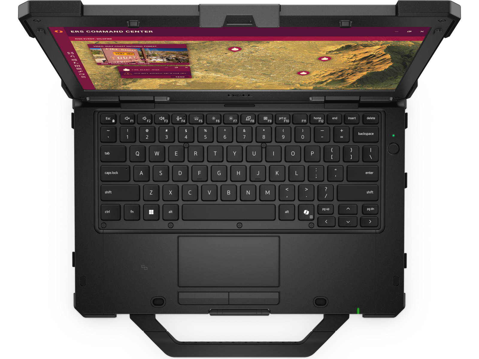 Dell Pro Rugged 13 Laptop — detail klávesnice s numerickým blokom a touchpadom