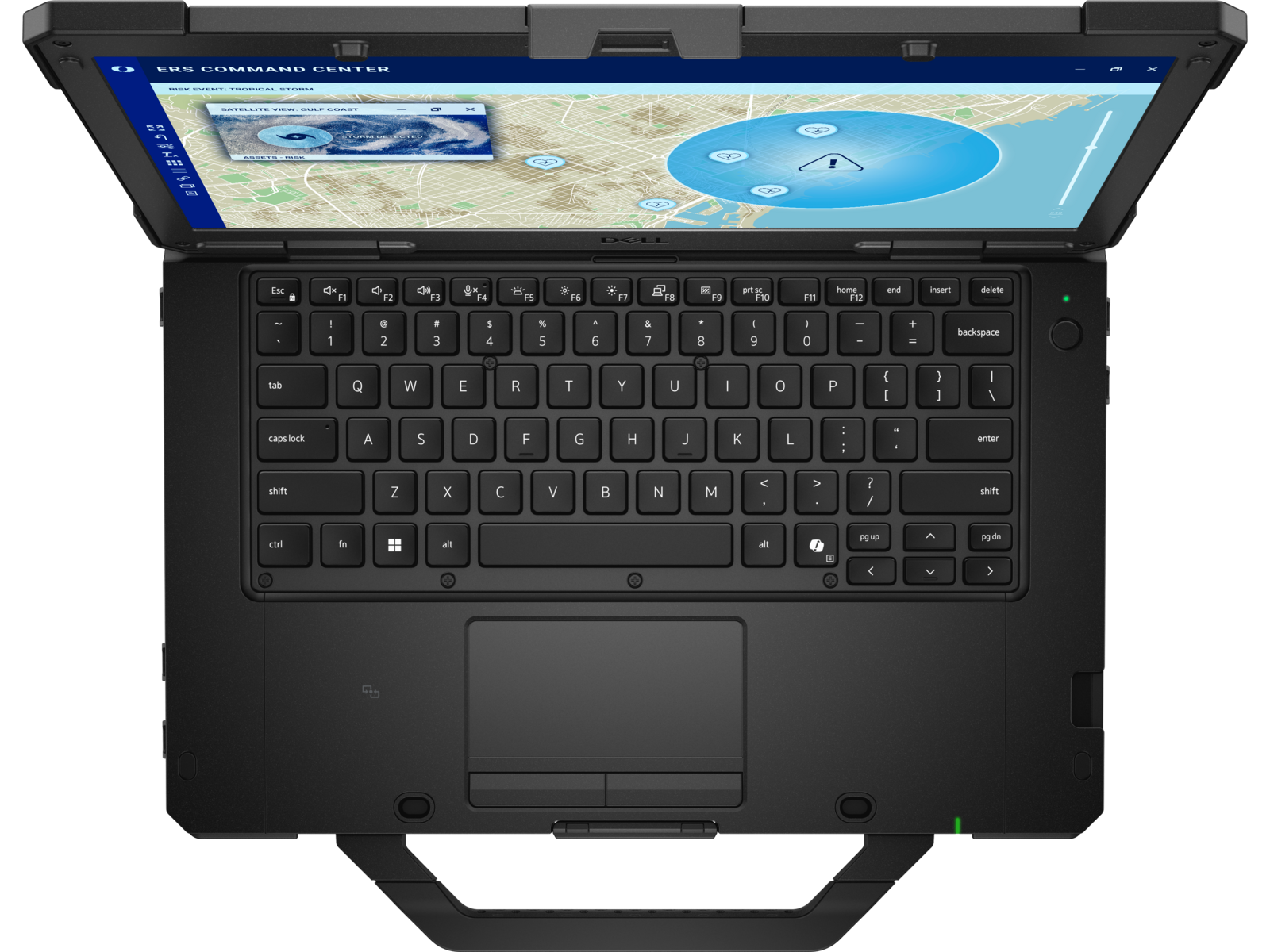Dell Pro Rugged 14 Laptop — otvorený notebook v pracovnom uhle 45 stupňov