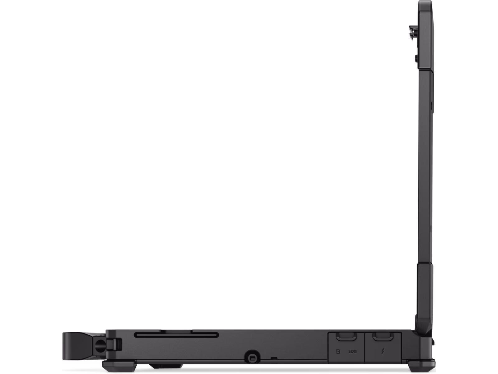 Dell Pro Rugged 14 Laptop — detail pántov displeja a tenkých rámikov