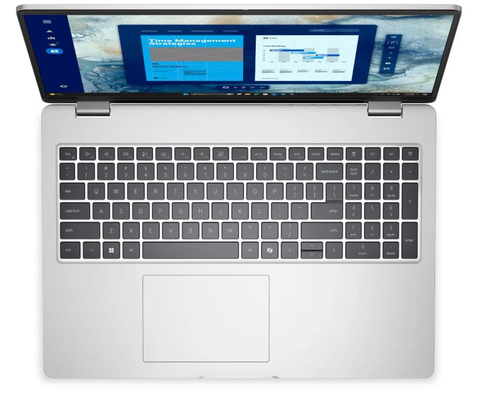 Dell Pro 16/PC16250/U5-235U/16"/WUXGA/32GB/512GB/Intel int/W11P/Platinum/3R NBD – Klávesnica a konektivita notebooku Dell Pro 16