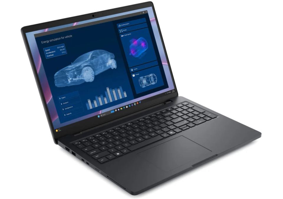 Dell Pro Max/16 MC16255/AI7PRO-350/16"/WUXGA/32GB/512GB/RTX 500/W11P/Gray/3R NBD – Pohľad na konektorovú výbavu a podsvietenú klávesnicu