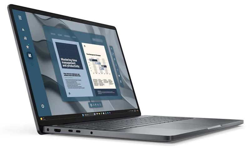 Dell Pro 16 PC16255/ Ryzen 3 210/8GB/512GB SSD/16" FHD+/IR Cam/Fpr/3 Cell/65W/WLAN/Bcklit Kb/W11Pro/3Y PS – Detail šasi s podsvietenou klávesnicou