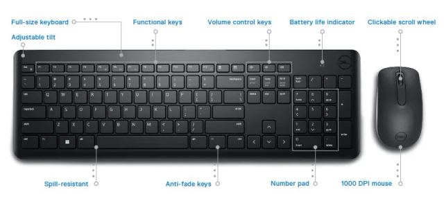 Dell Wireless Keyboard and Mouse-KM3322W - Czech/Slovak (QWERTZ) (KM3322W-R-CSK) — originálny produkt Dell