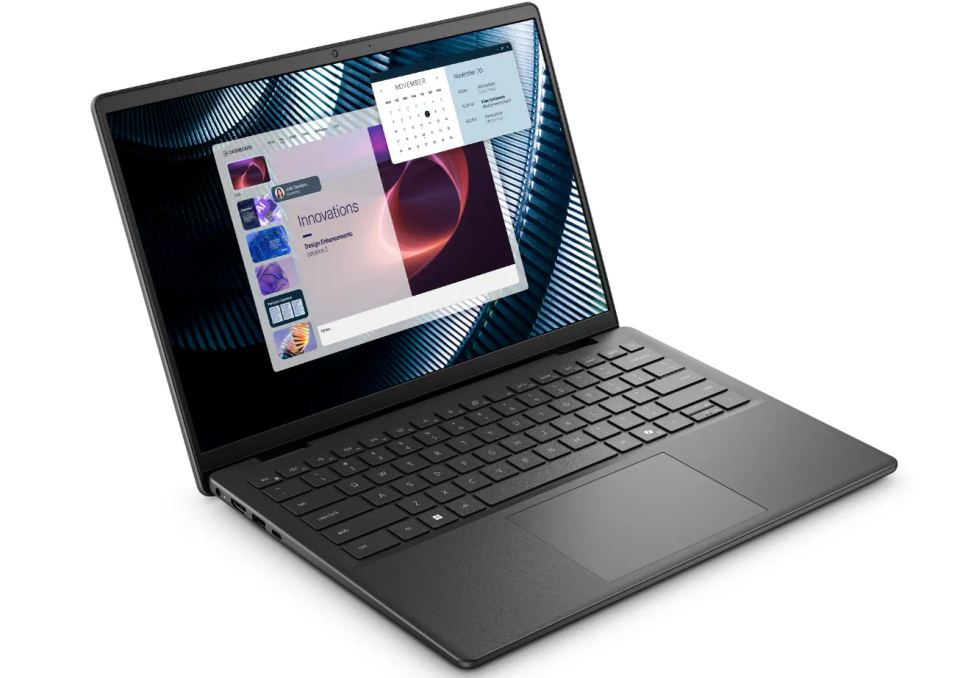 Dell Pro 14 Essential/PV14250/5-120U/14"/WUXGA/16GB/1TB/Intel int/W11P/Black/3R NBD – Detail podsvietenej klávesnice a antireflexného displeja