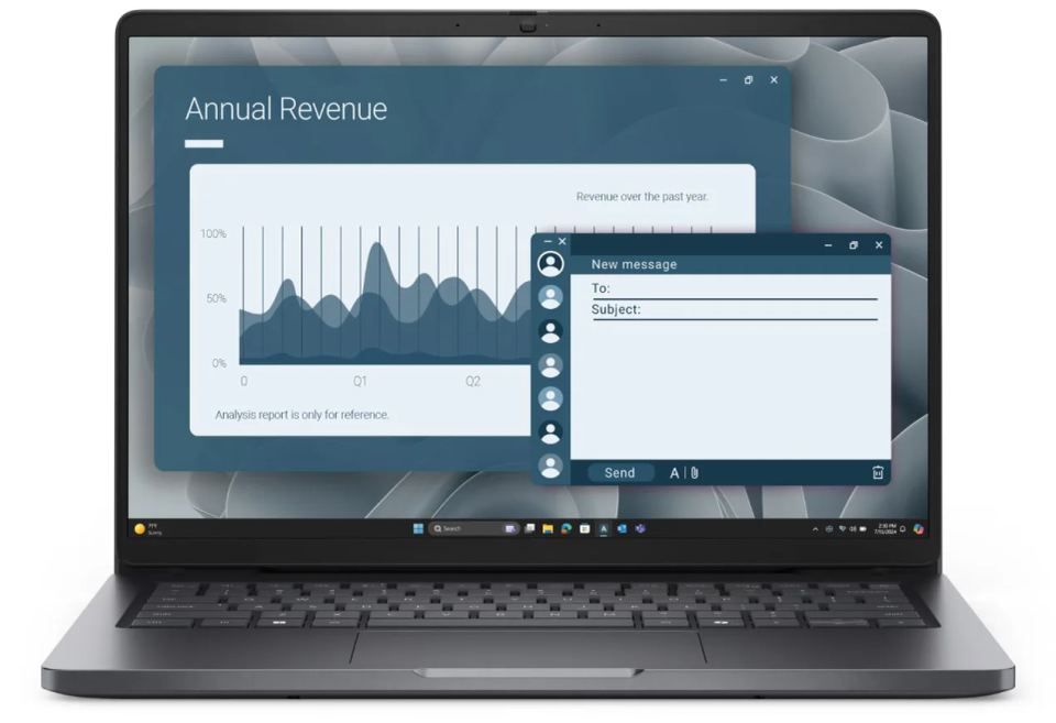 Dell Pro 14/PC14255/R3-210/14"/WUXGA/8GB/512GB/AMD int/W11P/Gray/3R NBD – Pohľad na konektory a podsvietenú klávesnicu